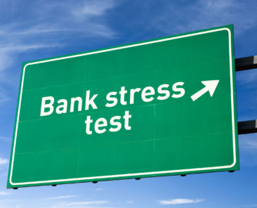 Highway directional sign for Bank stress test. Isolated with clipping path.
